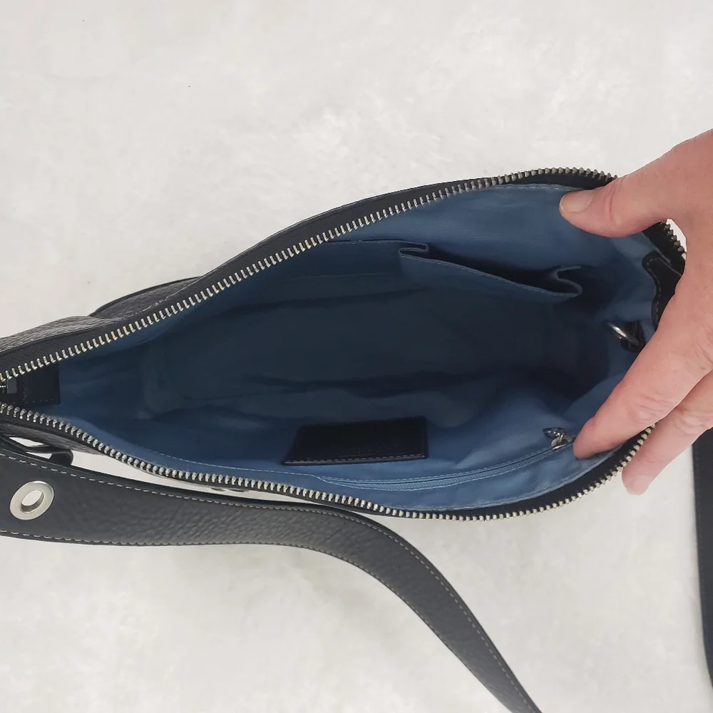 Coach Black Pebbled Leather Mini Crossbody Bag